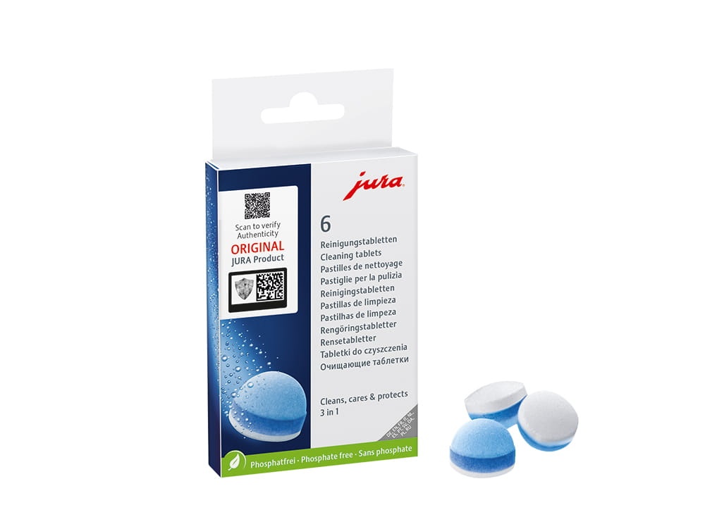 JURA 3-Phasen-Reinigungstabletten Packung à 6 Stück, Produktansicht