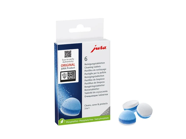 JURA 3-Phasen-Reinigungstabletten Packung à 6 Stück, Produktansicht