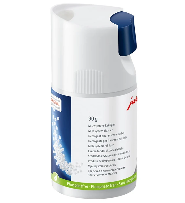 JURA Milchsystem-Reiniger (Mini-Tabs) 90 g 90 g Originalflasche mit Dosiersystem für 30 Reinigungen, Produktansicht